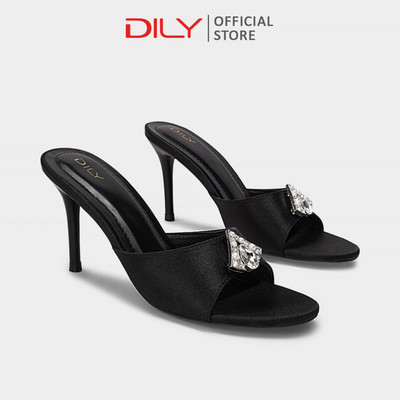 Guốc nữ cao gót DILY quai ngang đính đá sang trọng, dép guốc nữ gót nhọn tiện lợi cao 8cm DL0542