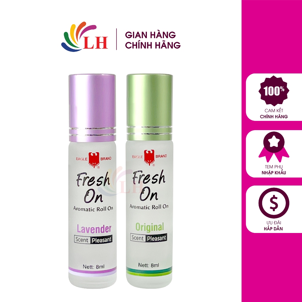 Combo Dầu lăn giảm căng thẳng Eagle Brand Fresh On Lavender + Original (8ml)
