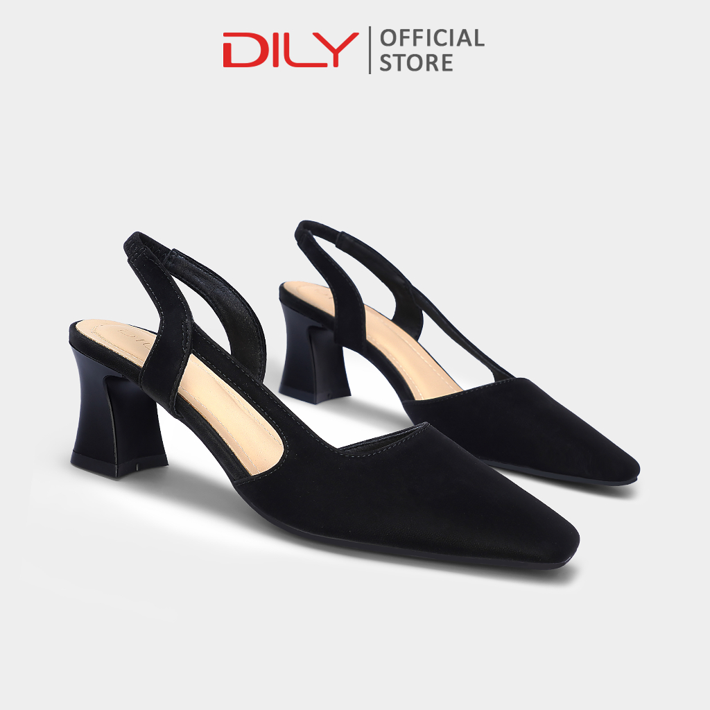 Giày cao gót nữ DILY quai hậu cut-out công sở, giày slingback mũi vuông sang trọng cao 5cm DL0544