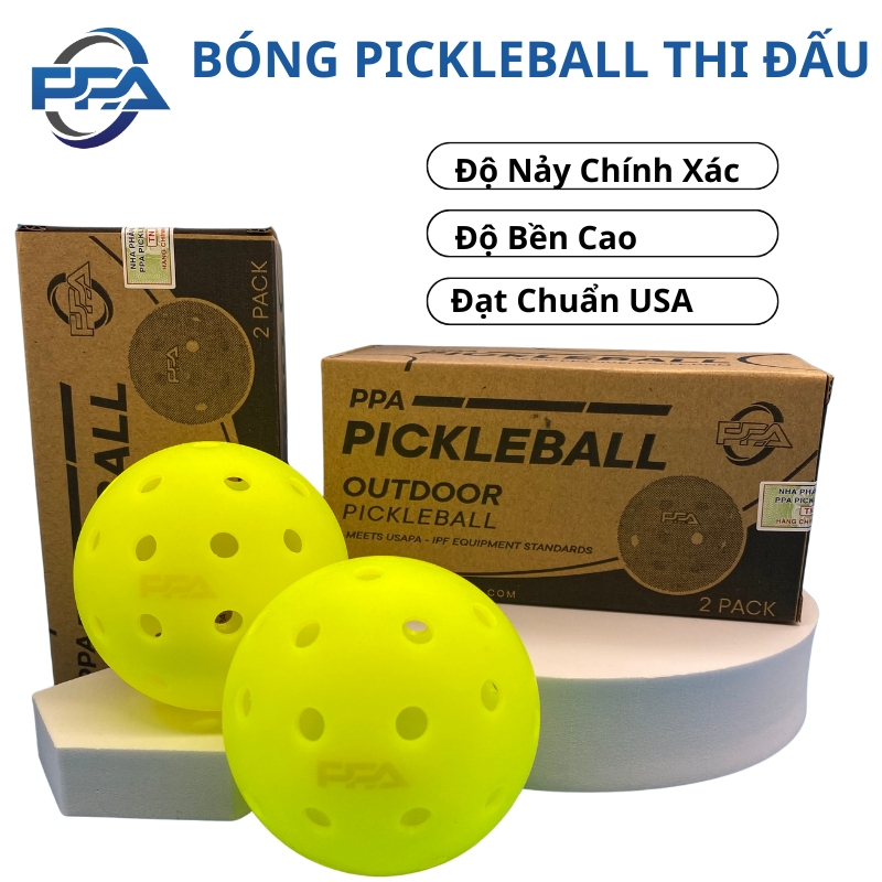 Bóng pickleball thi đấu PPA độ bền cao chuẩn USA đúc một mảnh nguyên khối độ nảy chính xác 26 và 40 lỗ