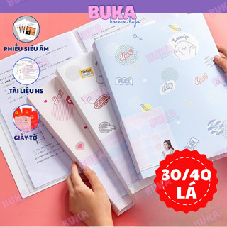 File Lá Hoạt Hình Đựng Tài Liệu, Siêu Âm Buka 30,40 Lá Màu Pastel Dễ Thương