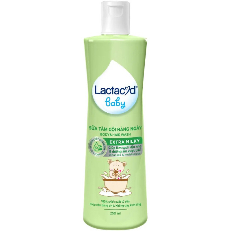 Sữa tắm gội em bé Lactacyd extra milky 250 ml