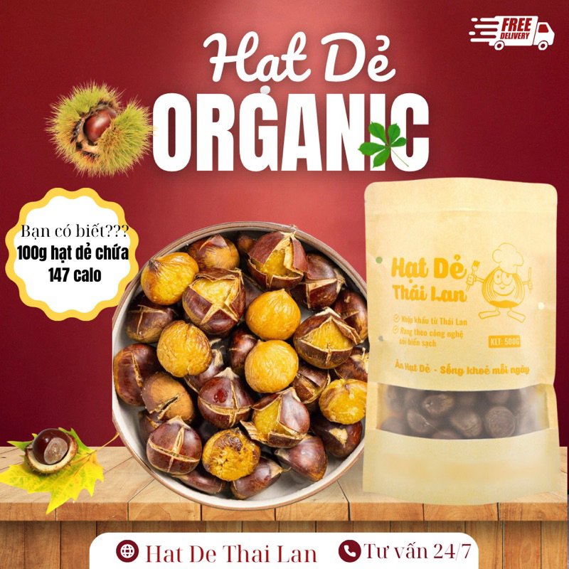 Hạt Dẻ Organic 400g Thái Lan, Hạt Dẻ Rang Tự Nhiên Không Dầu, Hạt Dẻ Dinh Dưỡng Cho Bà Bầu, Đẹp Da H