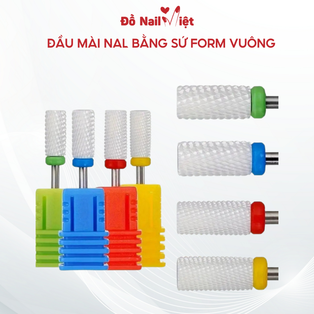 Đầu mài móng nail bằng sứ form vuông dùng trong làm móng-ĐỒ NAIL VIỆT