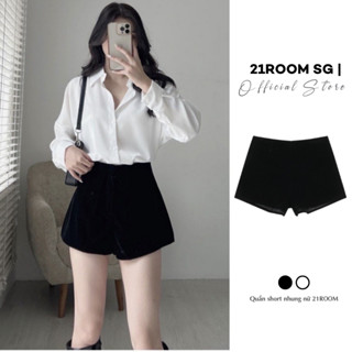 V67 [LOẠI 1] Quần Short Nhung Nữ Cao Cấp 2 Lớp Bảo Hộ 21ROOM Vải Mịn Cạp Cao Trơn Khoá Kéo Sau