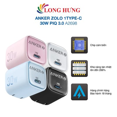 Cốc sạc Anker Zolo 1Type-C 30W PIQ 3.0 A2698 - Hàng chính hãng