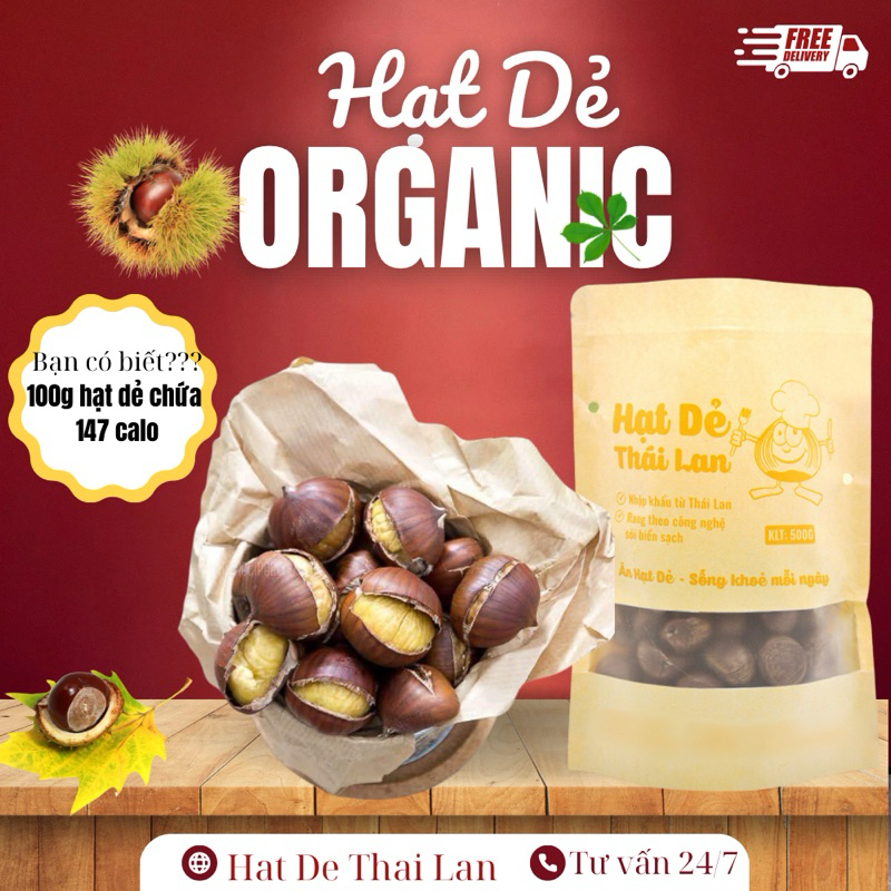 Hạt Dẻ Thái Lan Organic 800g, Hạt To Nhập Khẩu, Hạt Dẻ Rang Ăn Liền, Snack Healthy Tốt Cho Bà Bầu