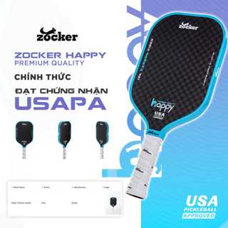 Vợt Pickleball Zocker Happy HP3 Premium Quality <Chất lượng cao cấp, mặt full Carbon 12K>