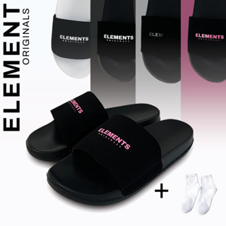 [TẶNG VỚ] E01 - Dép Elements basic slides quai ngang nam nữ - (Slipper) Dép Lê Leather đế bằng quai nhung - Elements