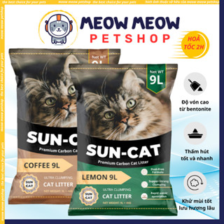 [Siêu Rẻ 9L/4KG] Cát vệ sinh cho mèo SUNCAT than hạt tính mix đất sét. Cát mèo SUNCAT