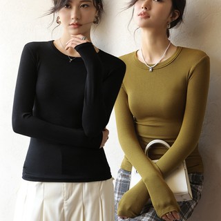 Áo Thun Áo Kiểu Nữ Tay Dài Chất Liệu Cotton Co Giãn Mềm Mịn Form Dễ Mặc Basic Mặc Hằng Ngày LA012 LA017