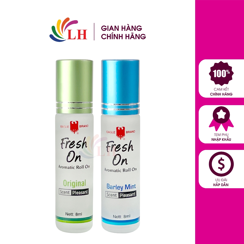 Combo Dầu lăn giảm căng thẳng Eagle Brand Fresh On Original + Barley Mint (8ml)