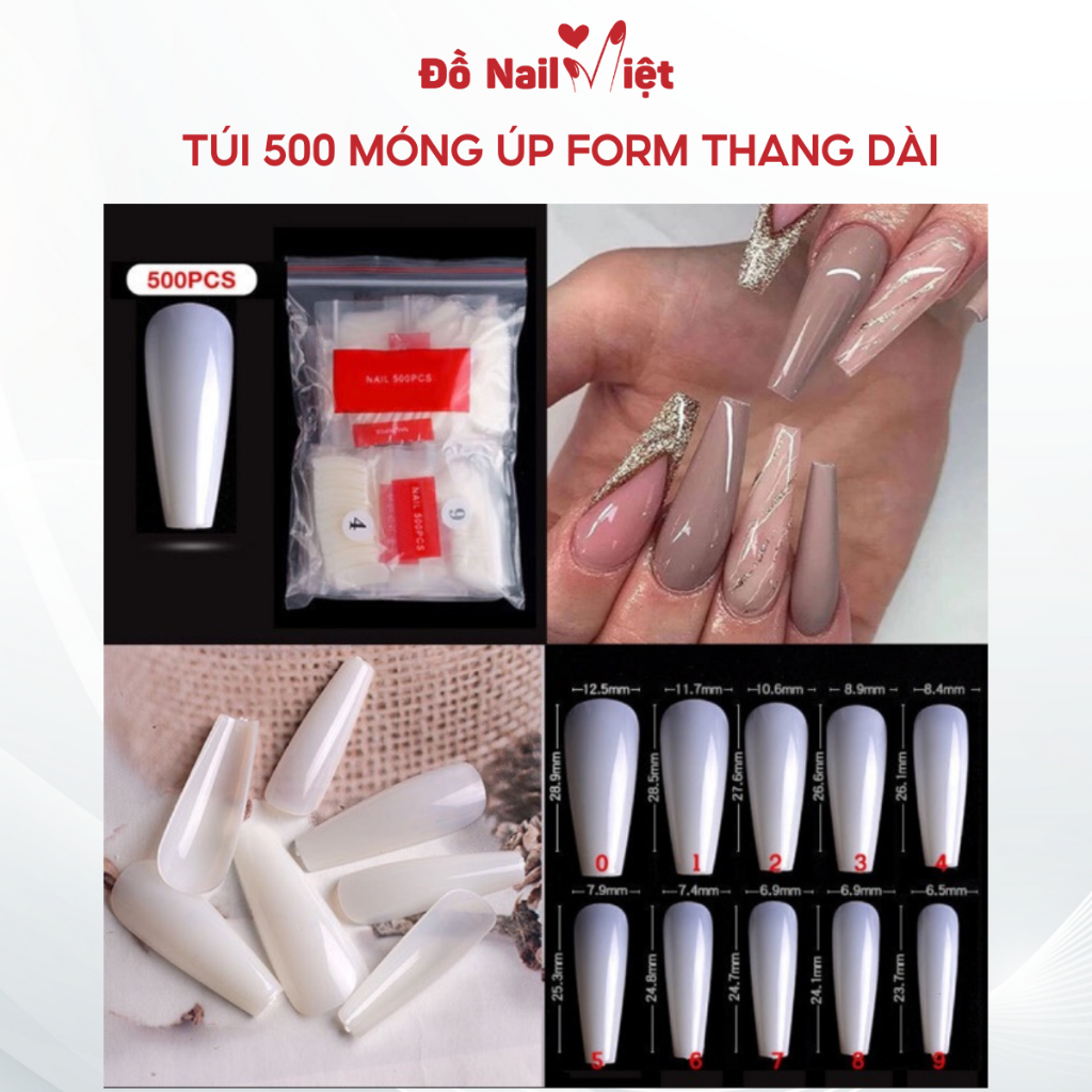 Túi 500 móng up Form thang dài đủ size-ĐỒ NAIL VIỆT