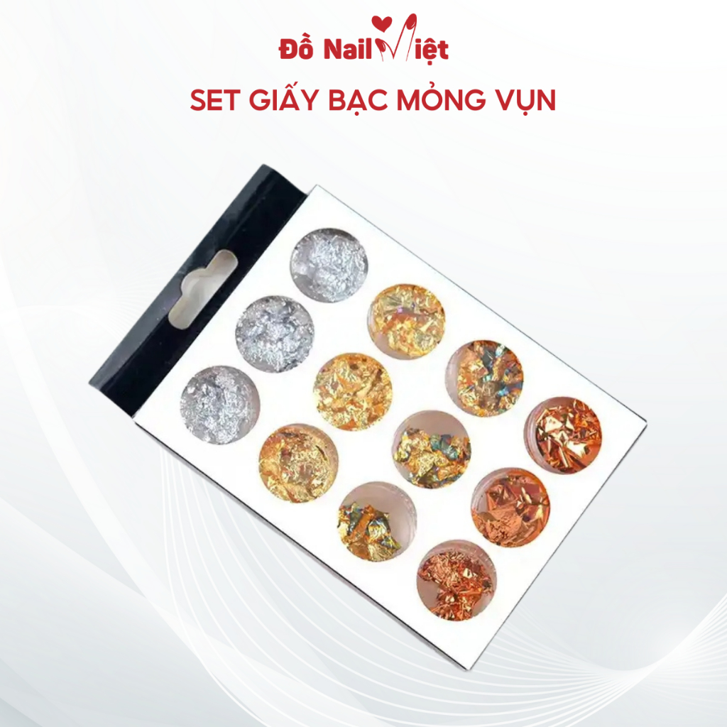 Set giấy bạc mỏng vụn trang trí móng tay-ĐỒ NAIL VIỆT