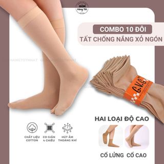 Combo tất xỏ ngón nữ cổ cao chống nắng, vớ da cổ dài cotton, mềm mịn êm chân - LISU-TATNGON-GVG