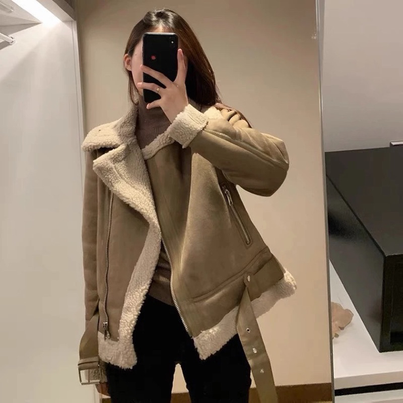 [ORRER] Áo khoác Zara nữ da lộn lót lông HOT 2024 CAO CẤP FULL TAG SANG CHẢNH SIÊU ẤM