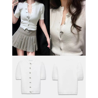 Áo len nữ cổ tròn đính nơ zara kèm video shop chụp