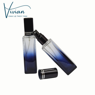 20ml  - Chai Chiết Nước Hoa, chai xịt phun sương, trụ vuông, thân thuỷ tinh xanh loang cao cấp, trong đẹp.