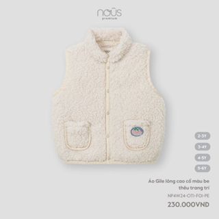 Nous Kid Áo khoác, áo gile lông bé trai bé gái thêu trang trí giữ ấm cho bé từ 13.5-23kg BST T10