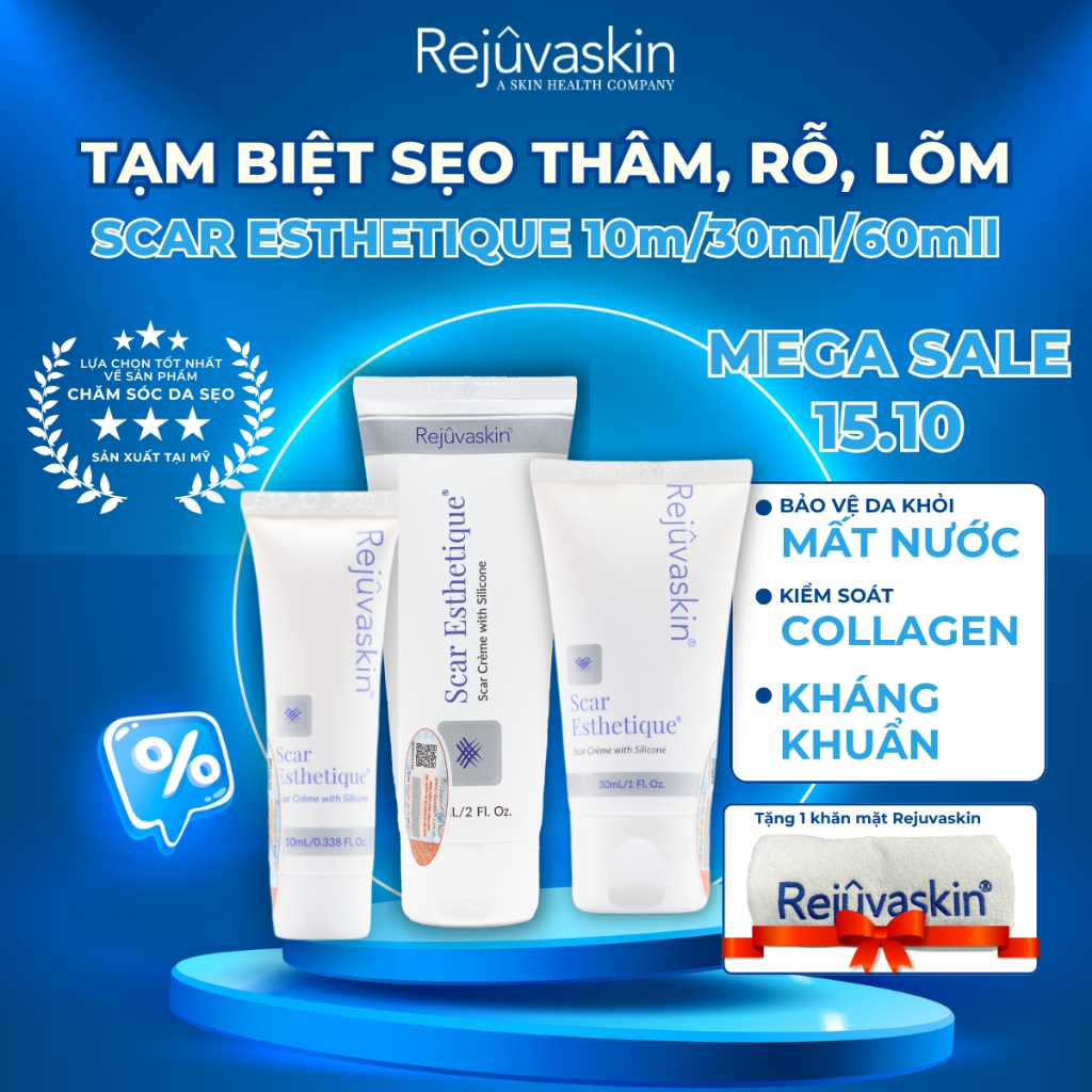 Kem làm mờ Sẹo Thâm, Sẹo Rỗ, Sẹo Lõm Scar Esthetique 10ml/30ml/60ml của Rejuvaskin