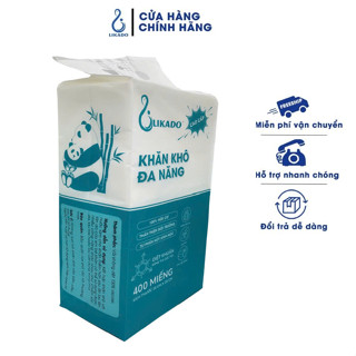 Khăn khô đa năng Likado 400 tờ 100% cotton kích thước 15*20cm