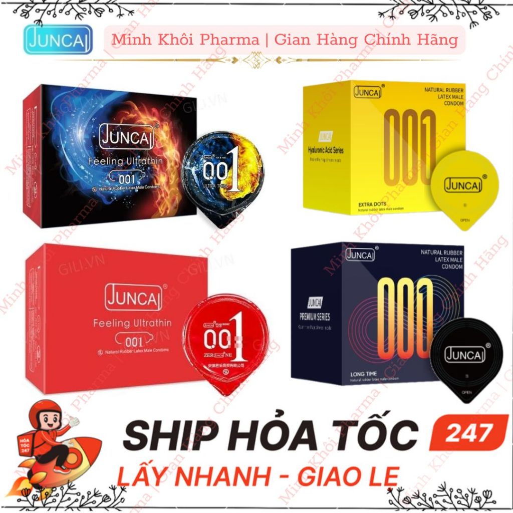 BAO CAO SU JUNCAI 001, MỎNG 0.01, NHIỀU GEL, GÂN GAI, KÉO DÀI, HÀNG CHÍNH HÃNG
