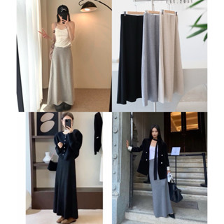  Petbychang - Chân váy dạ len chữ A dáng dài cạp chun co giãn mix gì cũng đẹp 