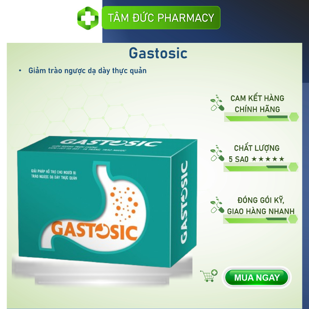 GASTOSIC [Hộp 30 viên] - Giảm trào ngược thực quản dạ dày, giảm loét niêm mạc dạ dày - tá tràng
