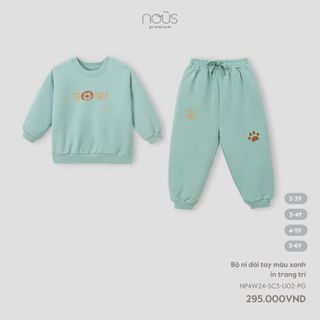  Nous Kid Bộ quần áo nỉ dài tay cho bé trai bé gái họa tiết dễ thương cho bé từ 2-6 tuổi BST T10 