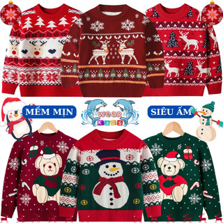  Áo len giáng sinh bé trai mềm mịn dày dặn 2 lớp WEAR KIDS áo len noel bé gái thời trang trẻ em 