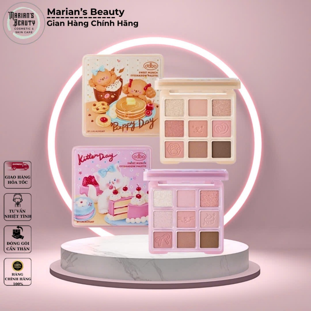 Phấn Mắt ODBO 9 ô màu OD2024 Eyeshadow Palette Bảng Mắt Mèo, Bảng Mắt Cún