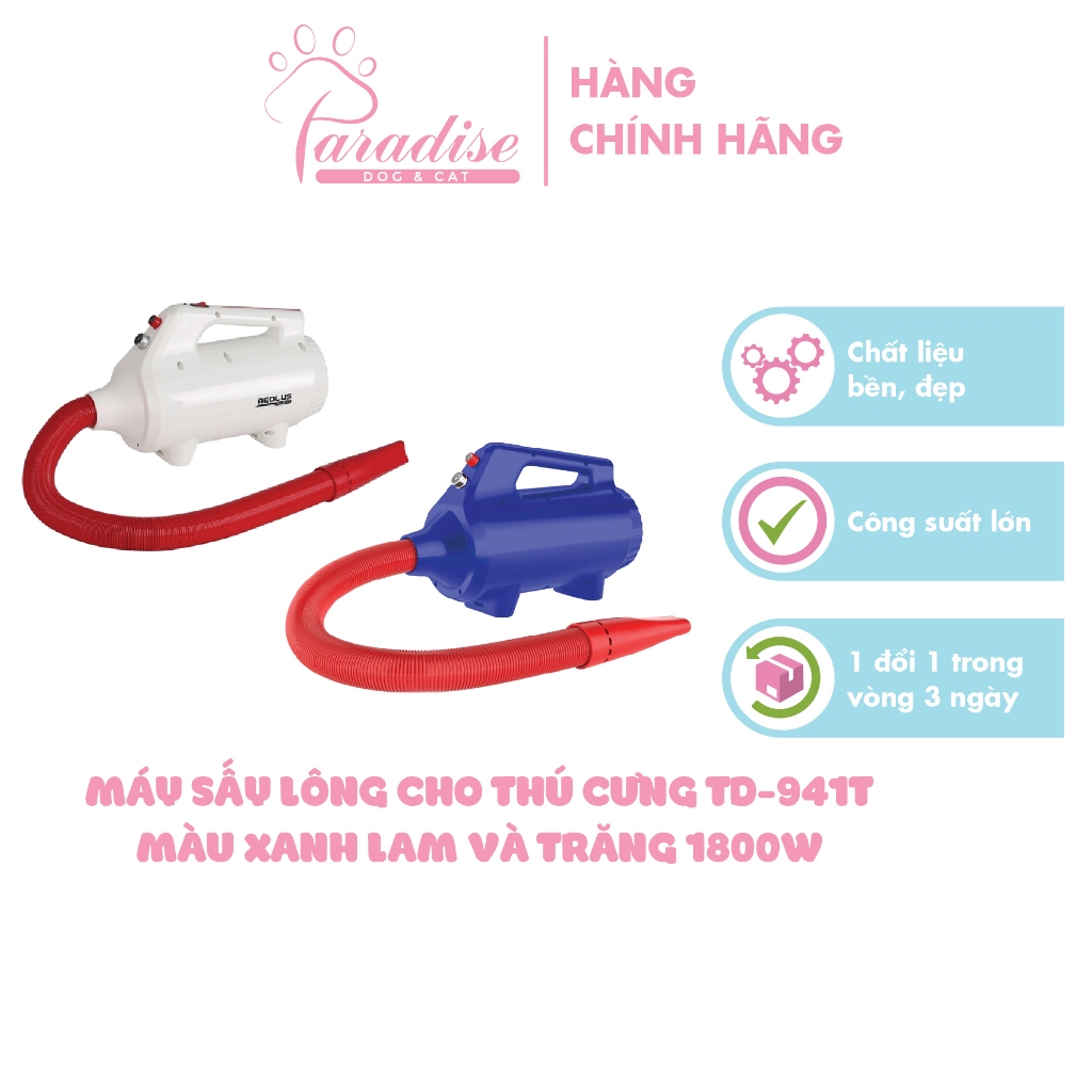 Máy Sấy Lông Cho Thú Cưng TD-941T KISS GROOMING 1800W - Paradise Dog&Cat