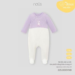 Nous Baby Bộ Bodysuit có tất Nous Baby màu nâu phối yếm vuông trắng cho bé bộ liền dài từ 0M đến 9M - BST T8