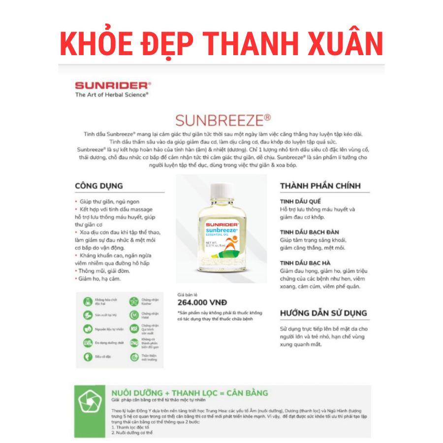 Tinh dầu Sun Breeze - Tinh dầu Siêu cô đặc từ thảo mộc - Hàng nhập khẩu từ Mỹ - 5ml