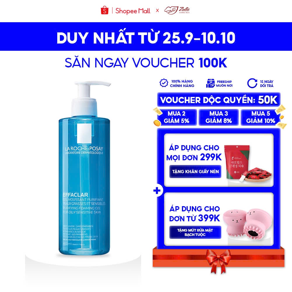 Gel Rửa Mặt Tạo Bọt La Roche Posay Effaclar Foarming Gel Size 400ml