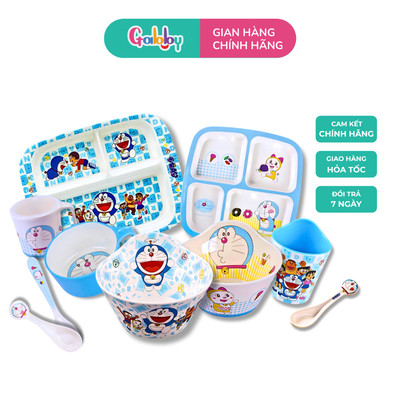 Bộ Đồ Dùng Ăn Uống Ăn Dặm Oasis Park Tô, Chén, Khay, Ly, Muỗng/ Thìa Nhân Vật Doraemon Cho Bé