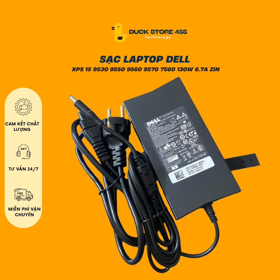 Sạc DELL XPS 15 9530 9550 9560 9570 7560 130W 6.7A Zin - Bảo Hành 6 Tháng - Duck Store 455