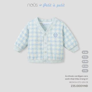 Áo khoác cardigan Nous kẻ tím, xanh chất liệu thấm hút tốt dành cho bé từ 6-9 tháng đến 18-24 tháng