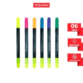 [Giảm SỐC] Combo 2/5 Bút dạ quang 02 đầu, 02 màu 02 đầu, màu sắc tùy chọn | Stacom HL105