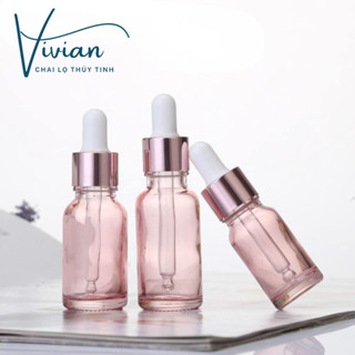 Chai lọ đựng tinh dầu, chai chiết serum thủy tinh màu hồng - Hàng loại đẹp, sang trọng, hiện đại
