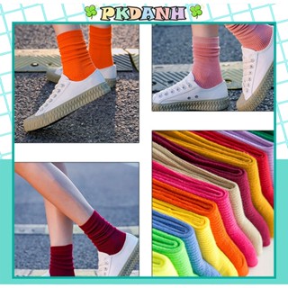 Tất nữ nhún cổ cao vớ nữ phong cách vintage hàn quốc nhiều màu