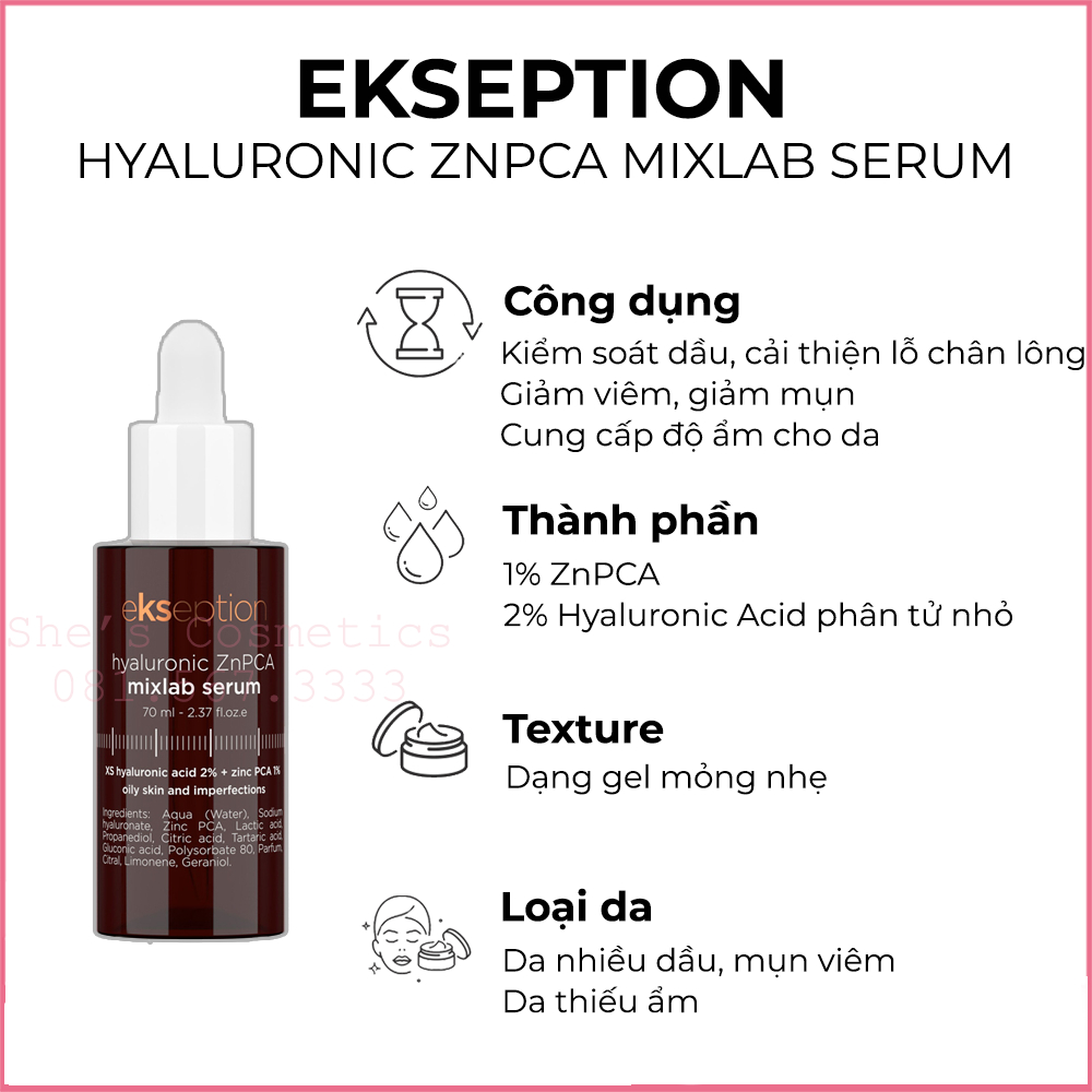 [Công ty] Serum kẽm Ekseption giảm mụn, kiềm dầu 75ml