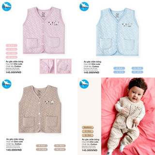 [Avaler] Áo gile chần bông cho bé 6-12kg dày dặn ấm áp
