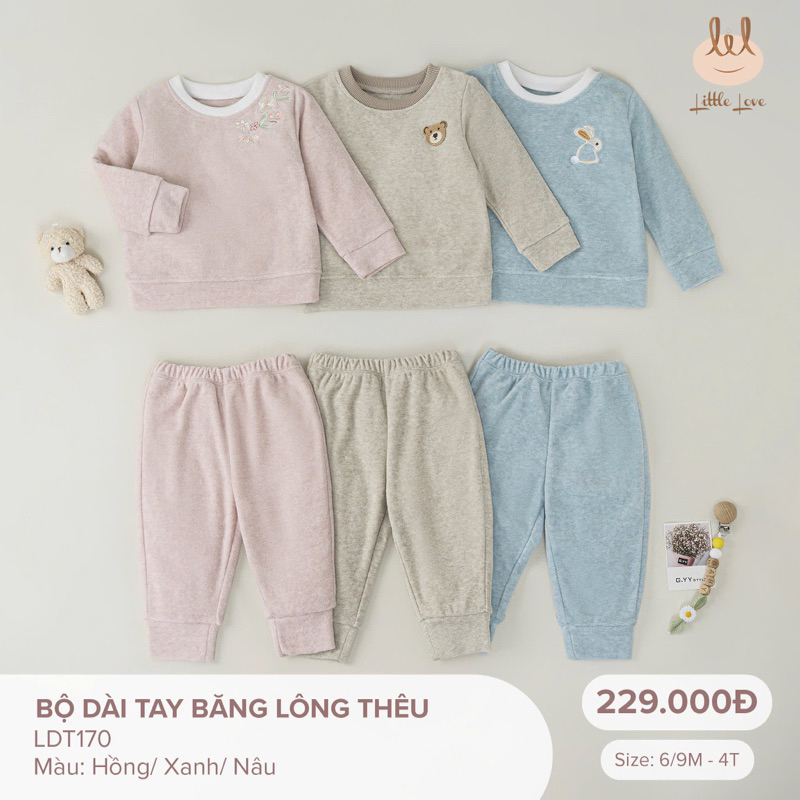 Bộ Dài Tay Băng Lông Hãng Little Love 9m-4y