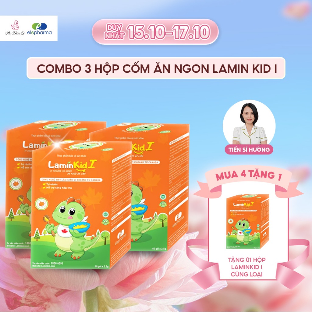 Combo 3 hộp cốm bổ sung khoáng và vitamin giúp trẻ ăn ngon LaminKid I hộp 20 gói