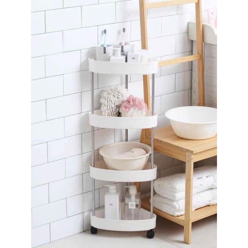 🎀Kệ GÓC TAM GIÁC 4 Tầng có bánh xe 🎀Kệ nhà tắm kệ bếp đa năng 4 tầng khung inox có bánh xe Kệ nhà vệ