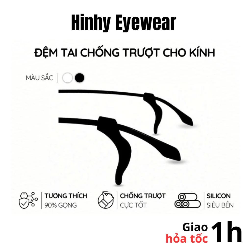 Gài gọng kính silicon giữ kính chống rơi trượt kính khi hoạt động [2 chiếc] Tiệm Kính Hinhy