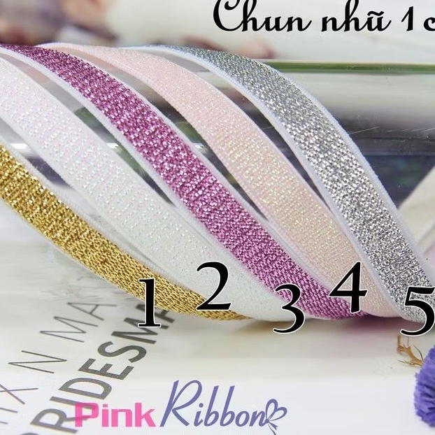 Thun nhũ 1cm - CUỘN 2M.Làm băng đô và phụ kiện may mặc.
