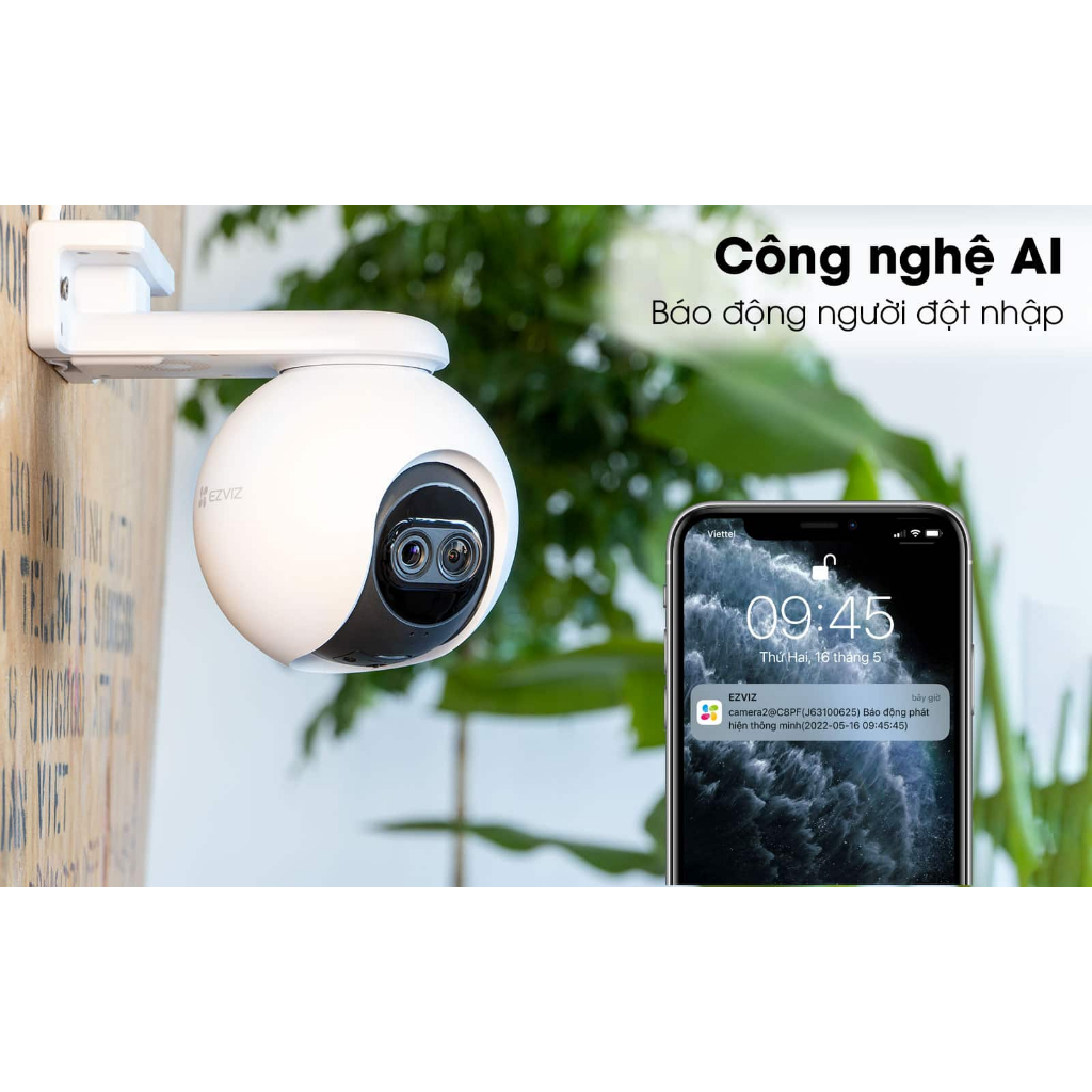 Camera Wifi Ngoài Trời Xoay EZVIZ C8PF 2M 1080P Mắt Kép, Zoom 8x , Còi Hú Báo Động, Đàm Thoại
