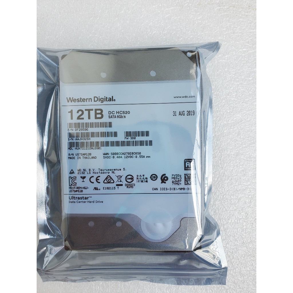 HDD ổ cứng datacenter 3.5 inch  sata WD ultrastar DC520 12TB,10TB used